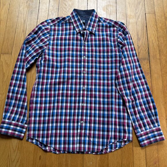 Cutter & Buck Size S Blue & Red Plaid Cotton Long Sleeve Button-Up Shirt Top - Picture 2 of 14